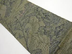 リサイクル　手織り紬樹木模様織出し名古屋帯